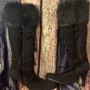 Coach Black Fur Boot Heels